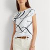 Tops blancos de mezcla de algodón con estampado del logotipo de Ralph Lauren para mujer Tops blancos de mezcla de algodón con estampado del logotipo de Ralph Lauren para mujer