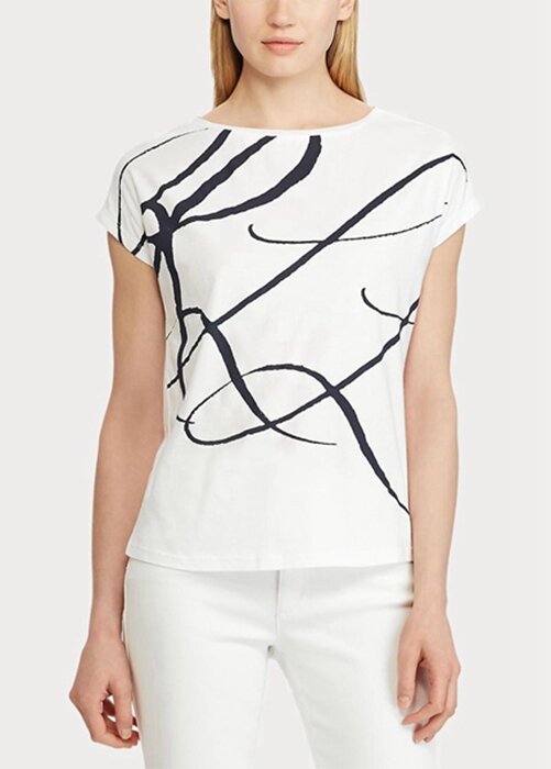 Tops blancos de mezcla de algodón con estampado del logotipo de Ralph Lauren para mujer Tops blancos de mezcla de algodón con estampado del logotipo de Ralph Lauren para mujer