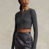 Tops cortos con botones delanteros acanalados Ralph Lauren para mujer en gris