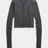 Tops cortos con botones delanteros acanalados Ralph Lauren para mujer en gris