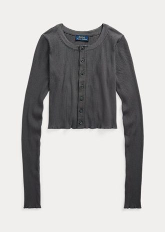 Tops cortos con botones delanteros acanalados Ralph Lauren para mujer en gris