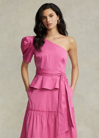 Tops de algodón con un solo hombro y cinturón de Ralph Lauren para mujer en color fucsia