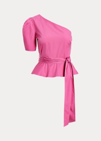 Tops de algodón con un solo hombro y cinturón de Ralph Lauren para mujer en color fucsia