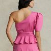 Tops de algodón con un solo hombro y cinturón de Ralph Lauren para mujer en color fucsia Tops de algodón con un solo hombro y cinturón de Ralph Lauren para mujer en color fucsia