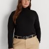 Tops de cuello alto de jersey Ralph Lauren negros para mujer Tops de cuello alto de jersey Ralph Lauren negros para mujer