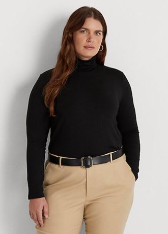 Tops de cuello alto de jersey Ralph Lauren negros para mujer