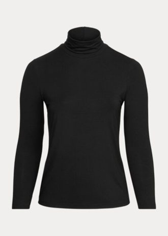 Tops de cuello alto de jersey Ralph Lauren negros para mujer