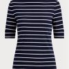 Tops de cuello barco a rayas Ralph Lauren para mujer en azul marino Tops de cuello barco a rayas Ralph Lauren para mujer en azul marino