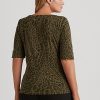 Tops de cuello barco de algodón con estampado de ocelote de Ralph Lauren para mujer en color oliva Tops de cuello barco de algodón con estampado de ocelote de Ralph Lauren para mujer en color oliva