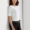 Tops de cuello barco de algodón Ralph Lauren para mujer en blanco Tops de cuello barco de algodón Ralph Lauren para mujer en blanco