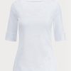 Tops de cuello barco de algodón Ralph Lauren para mujer en blanco Tops de cuello barco de algodón Ralph Lauren para mujer en blanco