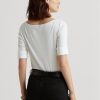 Tops de cuello barco de algodón Ralph Lauren para mujer en blanco Tops de cuello barco de algodón Ralph Lauren para mujer en blanco