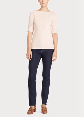 Tops de cuello barco de algodón Ralph Lauren para mujer en color rosa