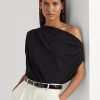 Tops de jersey elástico Ralph Lauren negros para mujer Tops de jersey elástico Ralph Lauren negros para mujer