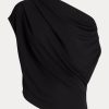 Tops de jersey elástico Ralph Lauren negros para mujer Tops de jersey elástico Ralph Lauren negros para mujer