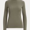 Tops de manga larga de mezcla de algodón Ralph Lauren para mujer en color oliva Tops de manga larga de mezcla de algodón Ralph Lauren para mujer en color oliva