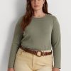 Tops de manga larga de mezcla de algodón Ralph Lauren para mujer en color verde Tops de manga larga de mezcla de algodón Ralph Lauren para mujer en color verde