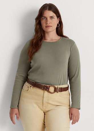Tops de manga larga de mezcla de algodón Ralph Lauren para mujer en color verde