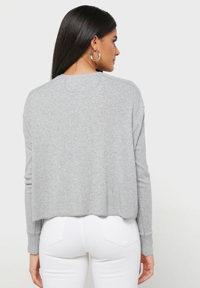 Tops de punto con cuello redondo de Ralph Lauren para mujer en gris Tops de punto con cuello redondo de Ralph Lauren para mujer en gris