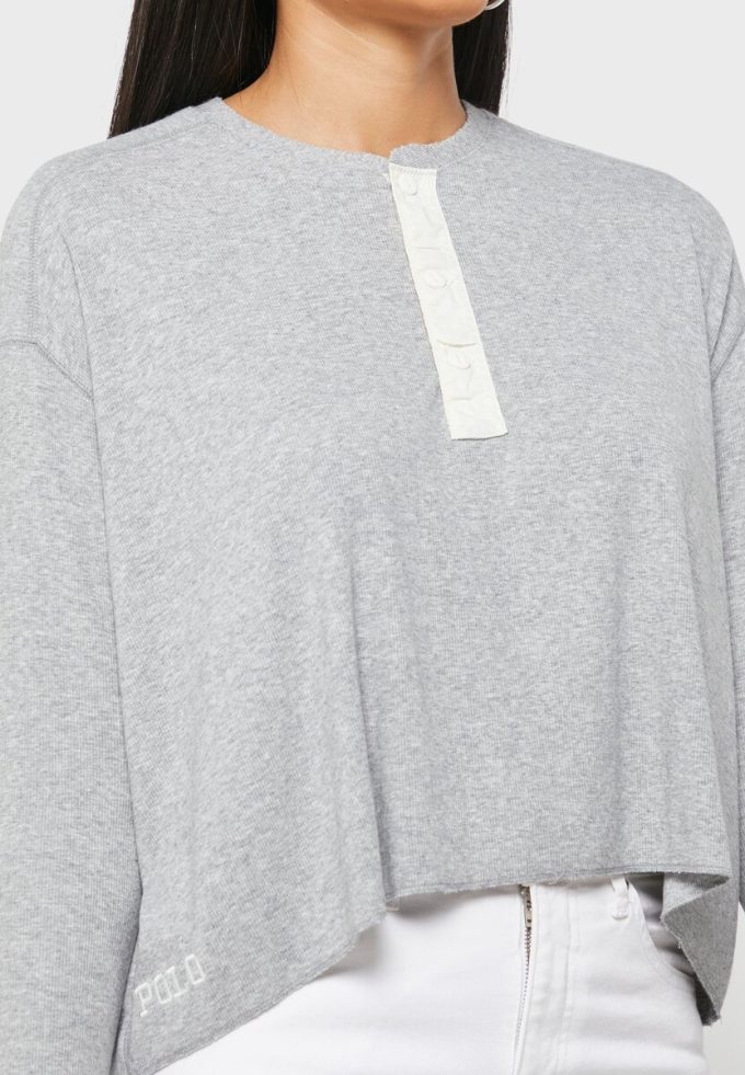 Tops de punto con cuello redondo de Ralph Lauren para mujer en gris Tops de punto con cuello redondo de Ralph Lauren para mujer en gris