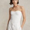 Tops de tubo con corsé de punto acanalado Ralph Lauren blancos para mujer