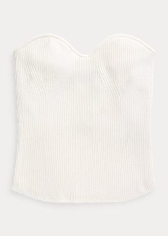 Tops de tubo con corsé de punto acanalado Ralph Lauren blancos para mujer