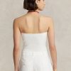 Tops de tubo con corsé de punto acanalado Ralph Lauren blancos para mujer