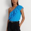 Tops de un solo hombro de jersey Ralph Lauren para mujer en azul Tops de un solo hombro de jersey Ralph Lauren para mujer en azul