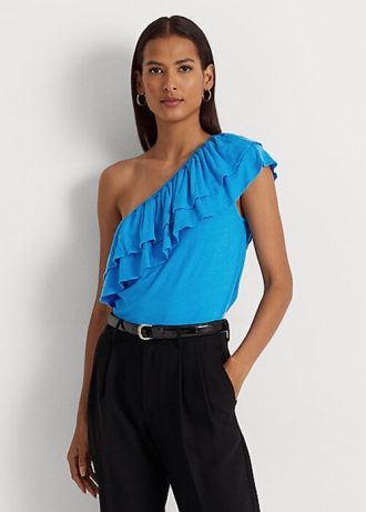 Tops de un solo hombro de jersey Ralph Lauren para mujer en azul