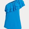 Tops de un solo hombro de jersey Ralph Lauren para mujer en azul Tops de un solo hombro de jersey Ralph Lauren para mujer en azul