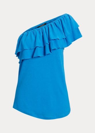 Tops de un solo hombro de jersey Ralph Lauren para mujer en azul