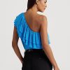 Tops de un solo hombro de jersey Ralph Lauren para mujer en azul Tops de un solo hombro de jersey Ralph Lauren para mujer en azul