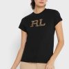 Tops gráficos de cuello redondo Ralph Lauren negros para mujer Tops gráficos de cuello redondo Ralph Lauren negros para mujer