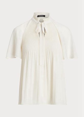 Tops plisados  de georgette Ralph Lauren blancos para mujer