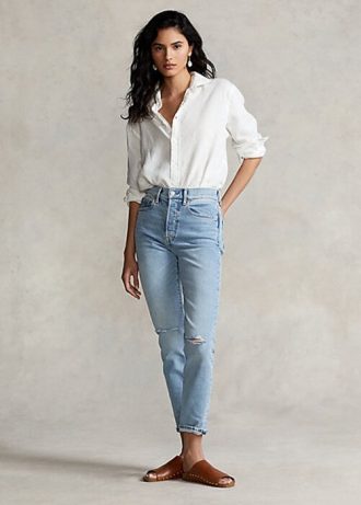 Vaqueros ajustados de tiro alto Ralph Lauren Callen para mujer de AZURE