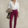Vaqueros ajustados de tiro alto Ralph Lauren Tompkins para mujer en color burdeos