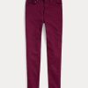 Vaqueros ajustados de tiro alto Ralph Lauren Tompkins para mujer en color burdeos