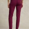 Vaqueros ajustados de tiro alto Ralph Lauren Tompkins para mujer en color burdeos