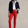 Vaqueros ajustados de tiro alto Ralph Lauren Tompkins para mujer en color rojo