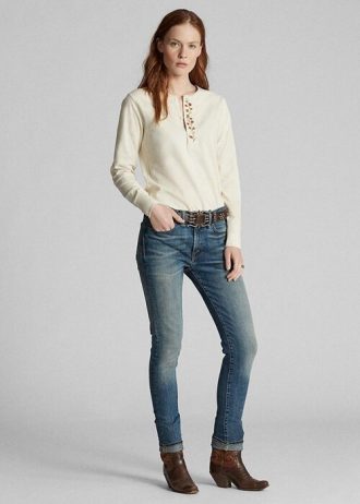 Vaqueros ajustados elásticos azules Ralph Lauren para mujer