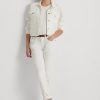 Vaqueros cónicos relajados con parches de ojales de Ralph Lauren para mujer en blanco Vaqueros cónicos relajados con parches de ojales de Ralph Lauren para mujer en blanco