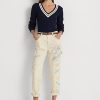 Vaqueros de carpintero Ralph Lauren color crema con efecto salpicado de pintura para mujer Vaqueros de carpintero Ralph Lauren color crema con efecto salpicado de pintura para mujer