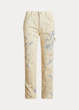 Vaqueros de carpintero Ralph Lauren color crema con efecto salpicado de pintura para mujer