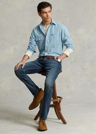 Vaqueros elásticos de alto rendimiento Ralph Lauren Sullivan para hombre en azul