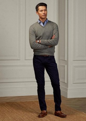 Vaqueros elásticos de corte ajustado Ralph Lauren para hombre en color azul marino