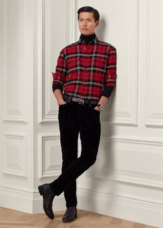 Vaqueros negros de terciopelo elástico de corte slim Ralph Lauren para hombre