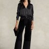 Vaqueros negros Ralph Lauren de tiro alto y pierna ancha para mujer Vaqueros negros Ralph Lauren de tiro alto y pierna ancha para mujer