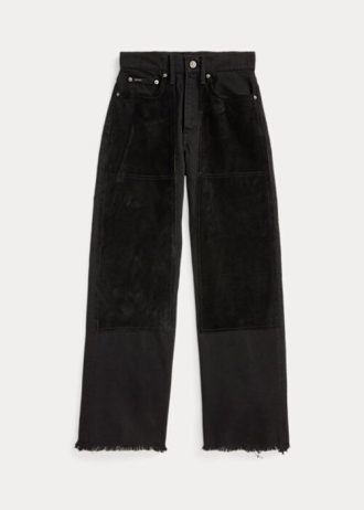 Vaqueros negros Ralph Lauren de tiro alto y pierna ancha para mujer