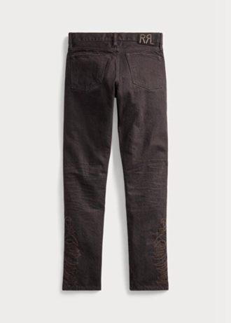 Vaqueros Ralph Lauren ajustados y estrechos con lavado de resina negra para hombre, color marrón