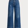Vaqueros Ralph Lauren de corte ancho y corte cropped para mujer en color azul marino Vaqueros Ralph Lauren de corte ancho y corte cropped para mujer en color azul marino
